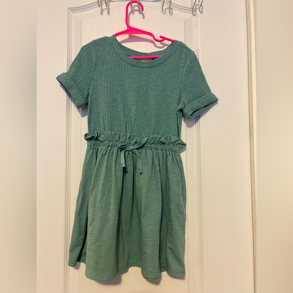Cat & Jack Sage Green Ruffle-Waist Knit Dress